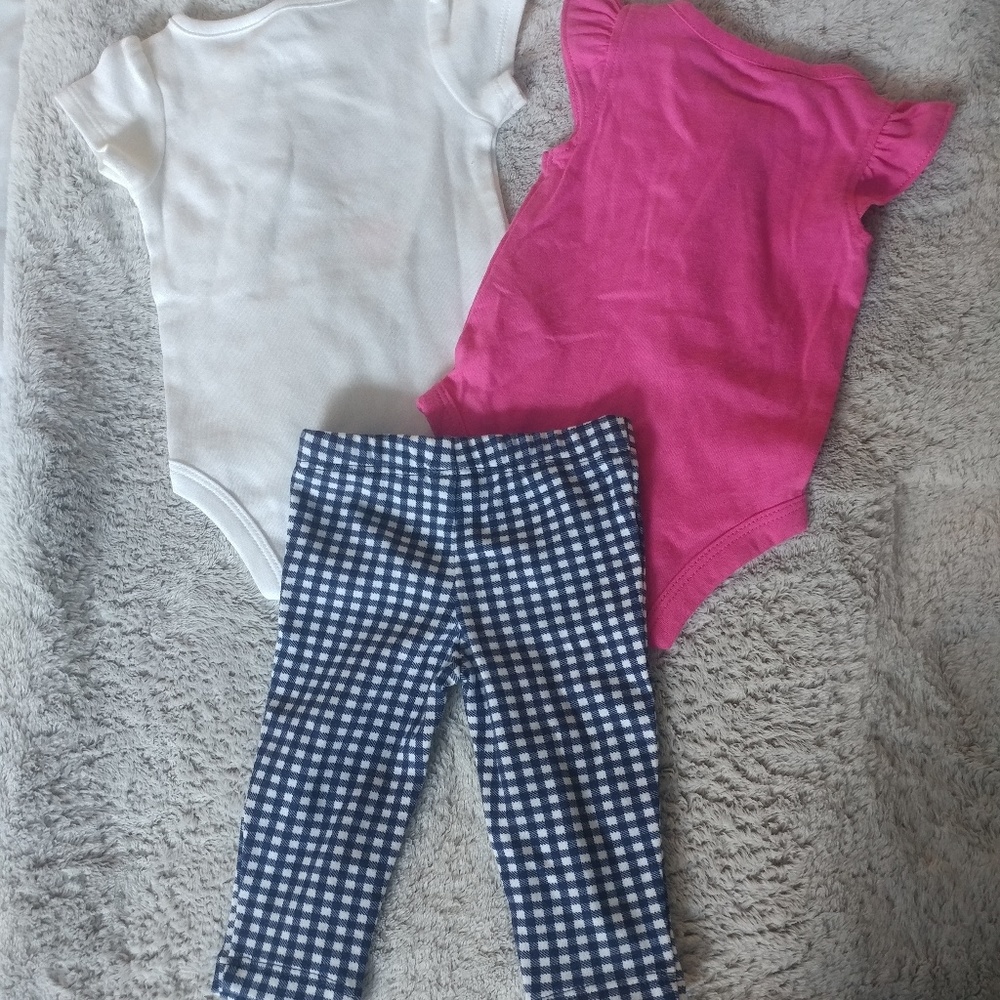 NWT Carter's Baby girl Strawberry plaid 3pc set NB - Picture 6 of 6